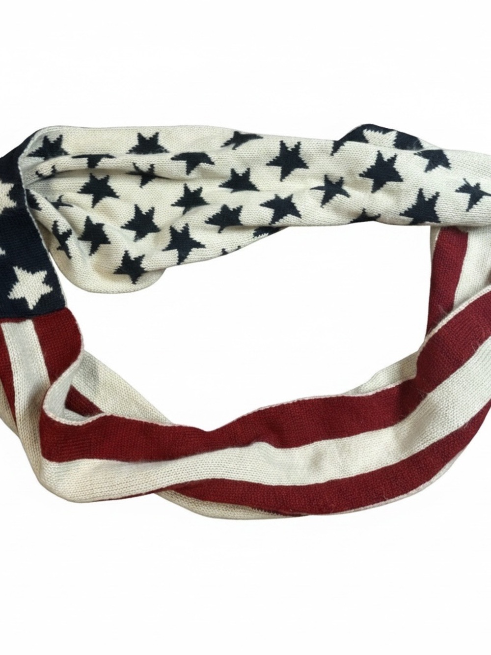 American Flag Knit Infinity Scarf - Red, White & Blue Wool Blend